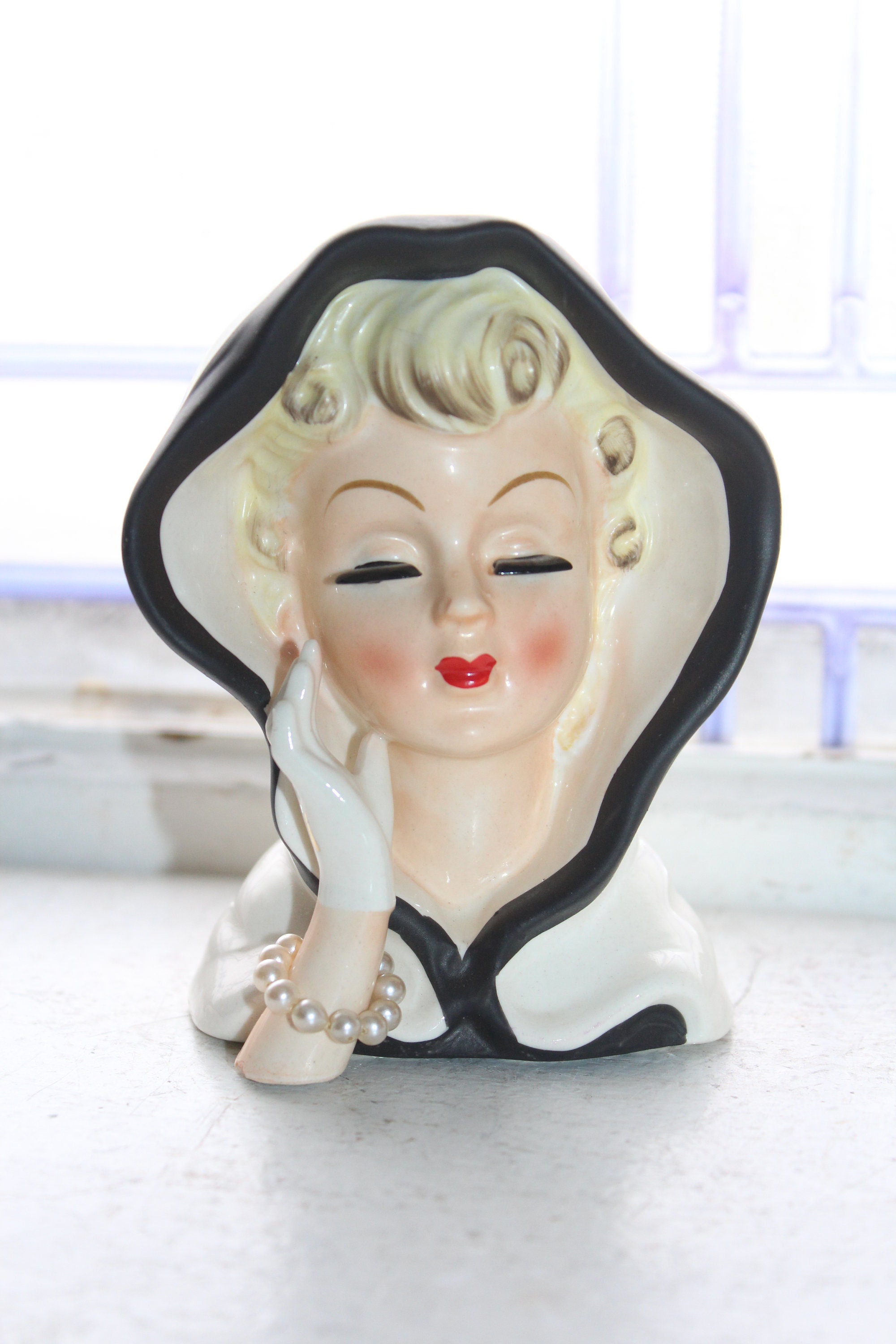 Vintage Lady Head Vase Inarco E240 1960s