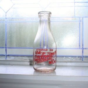 Vintage Milk Bottle Quart City Creamery Red Pyro