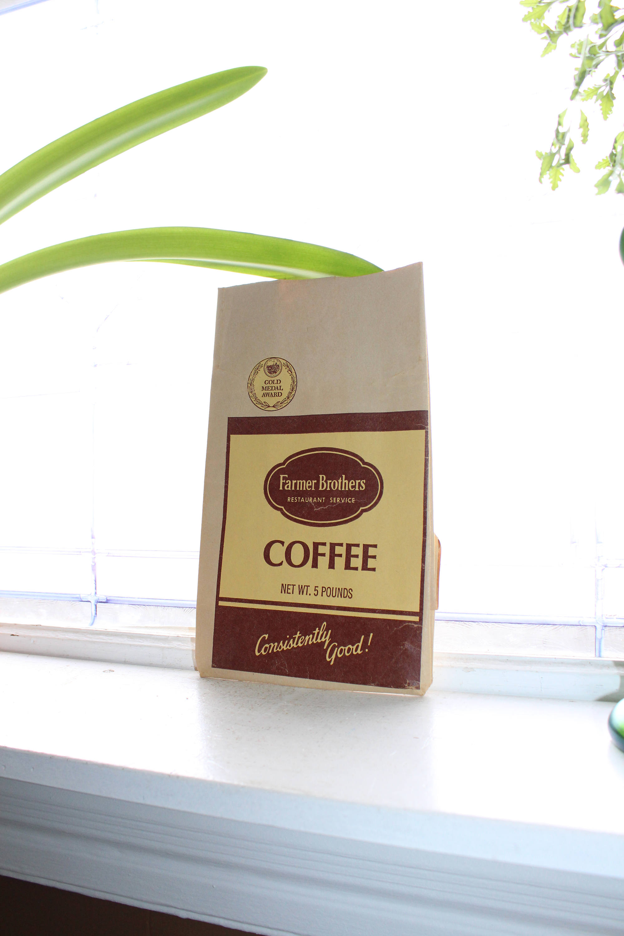 Vintage Coffee Bag Farmer Brothers 5 Lbs 1950s Kitchen Decor