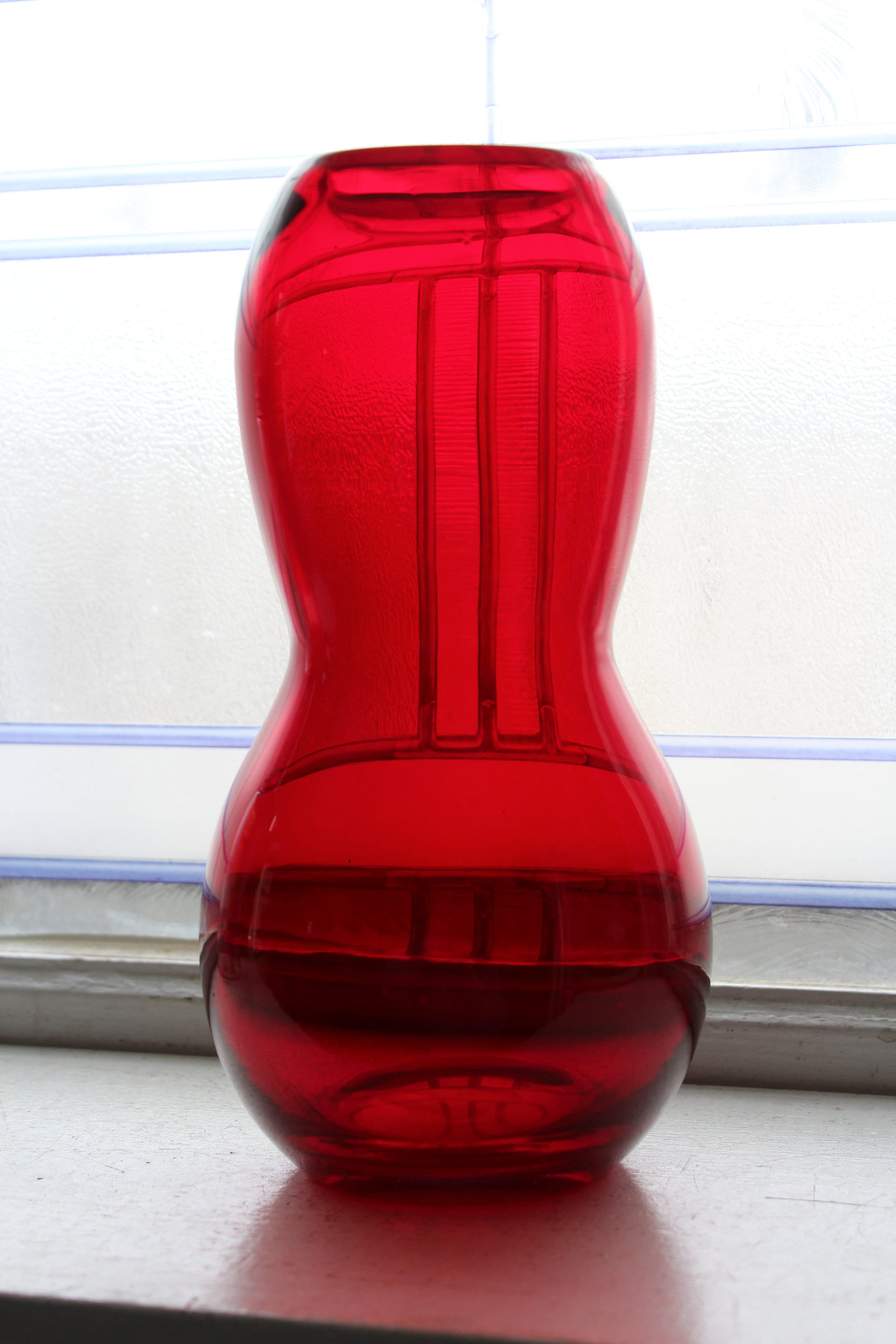 Vintage Ruby Red Glass Bulbous Vase