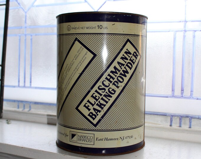 10 Lb Fleischmann Baking Powder Tin Vintage 1950s Kitchen Decor