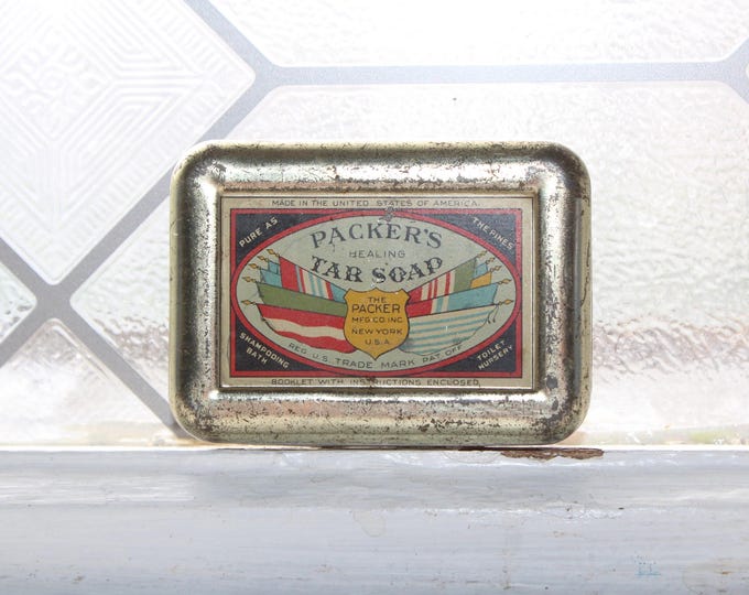Antique Packers Healing Tar Soap Tin 1920s