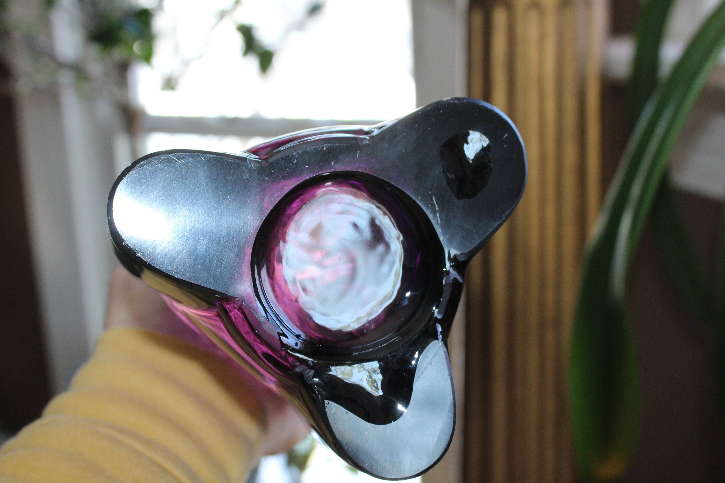 RESERVED Large Purple Swung Glass Vase 25.5 Vintage Mid Century Modern