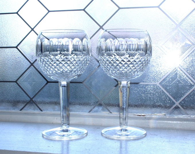 2 Vintage Waterford Crystal Colleen Balloon Wine Glasses