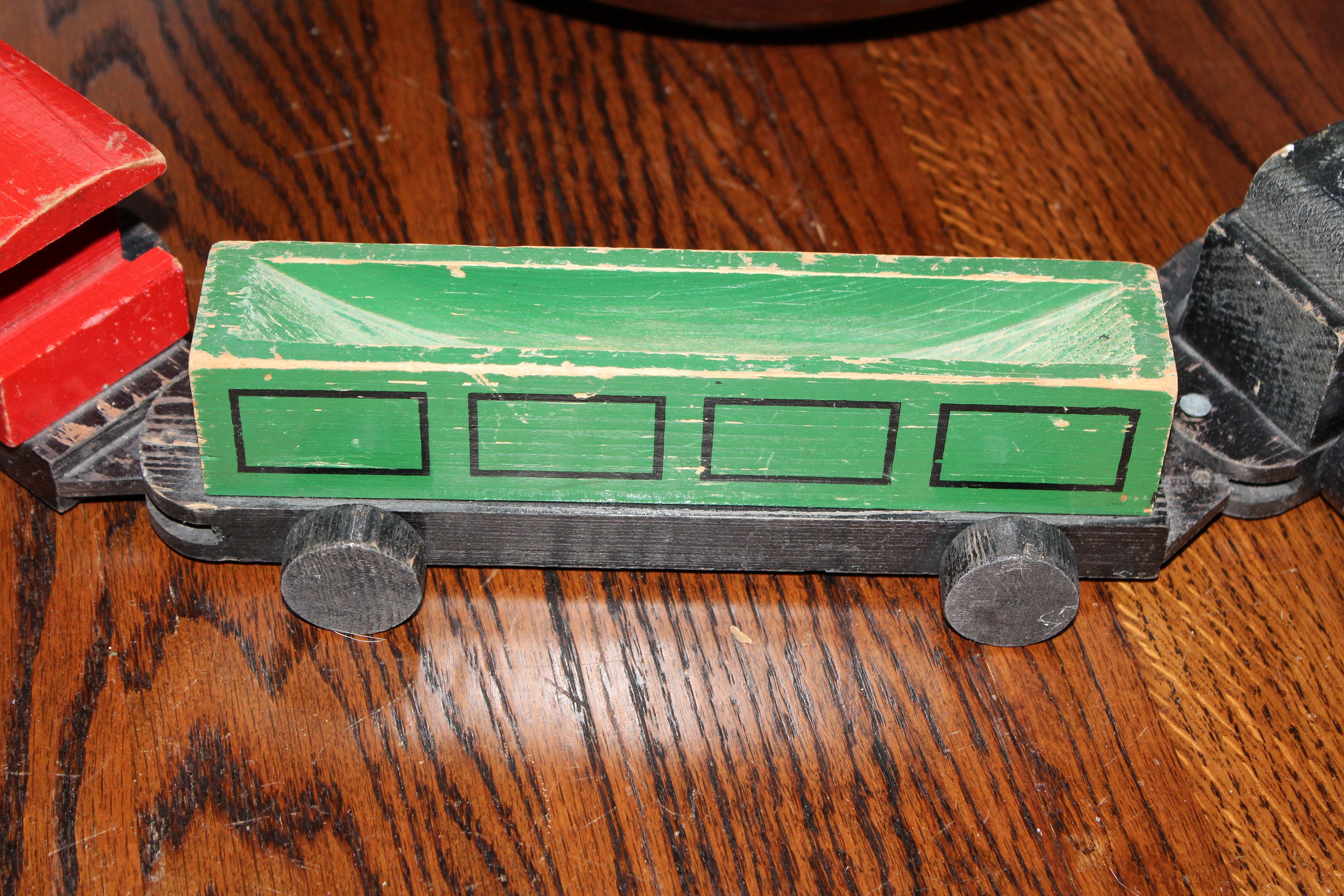 Large Vintage Wooden Toy Train Set 1940s