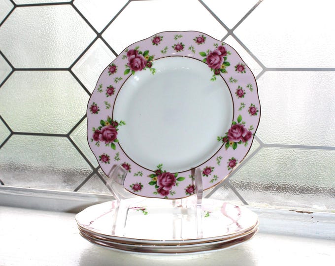 4 Royal Albert New Country Roses Pink Bread Plates
