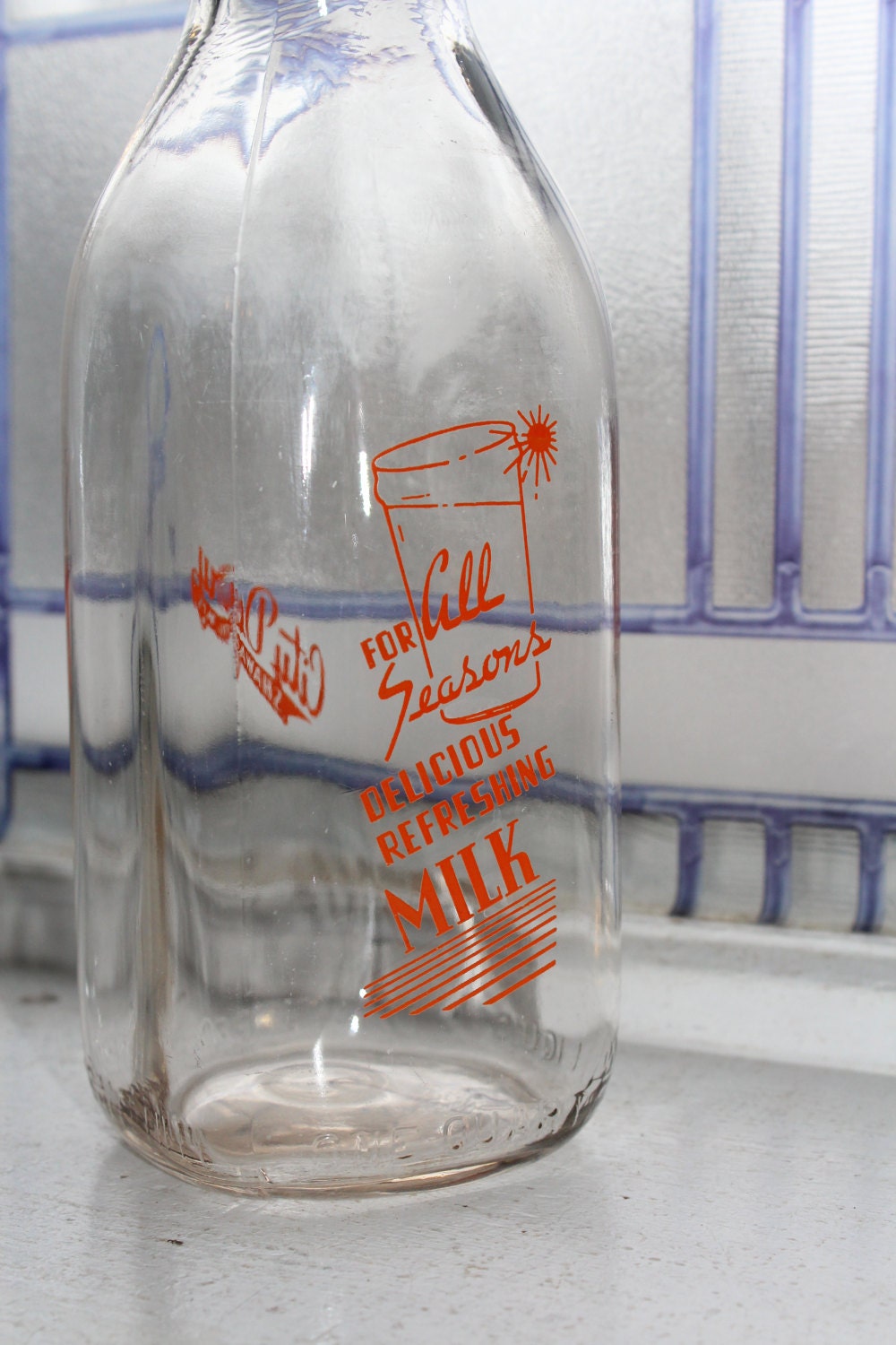 Vintage Square Quart Milk Bottle City Dairy Shawano Wisconsin