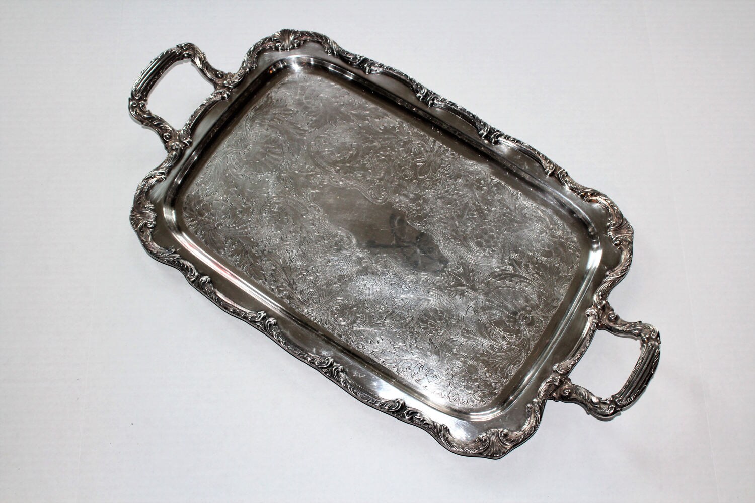 Large Vintage Silverplate Butler Tray Rogers Serving Tray with Handles