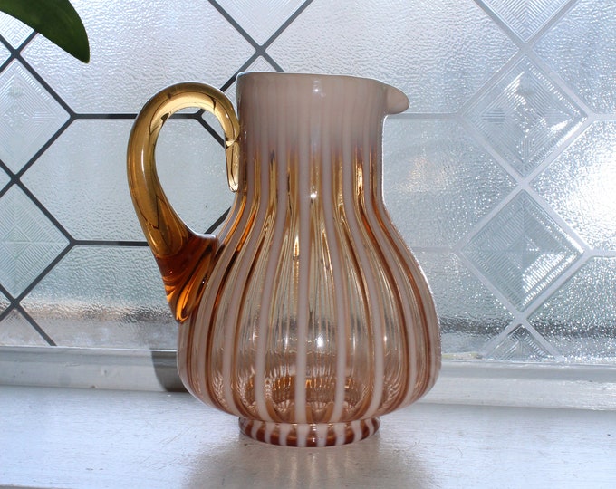 Vintage Fenton Cameo Opalescent #200 Striped Jug Pitcher 1920s