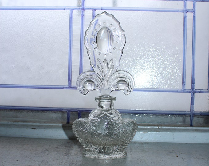 Large Vintage Glass Perfume Bottle 7.75"