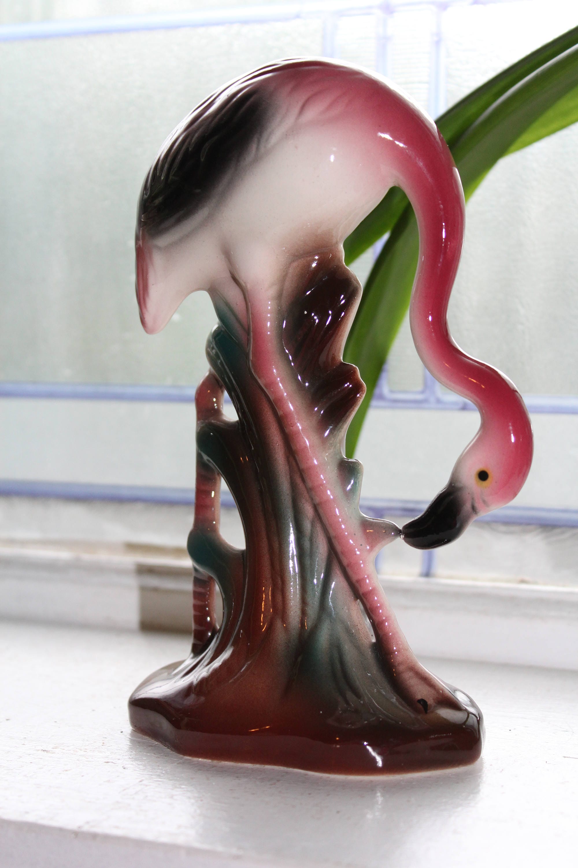 Vintage Pink Flamingo Figurine Large Ceramic Bird