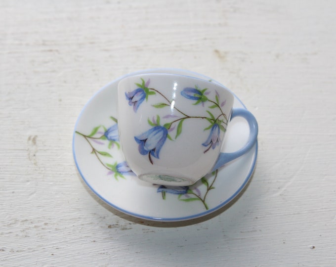 Vintage Shelley Miniature Tea Cup and Saucer Blue Purple Flowers