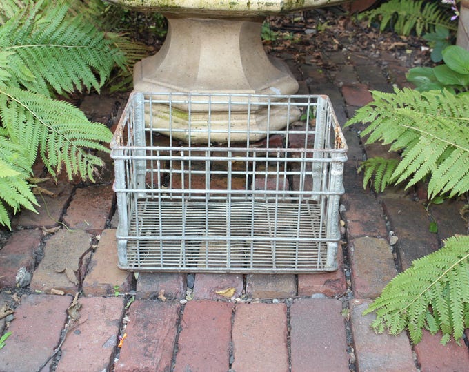 Vintage Wire Milk Crate Industrial Farmhouse Decor Fairmont Foods