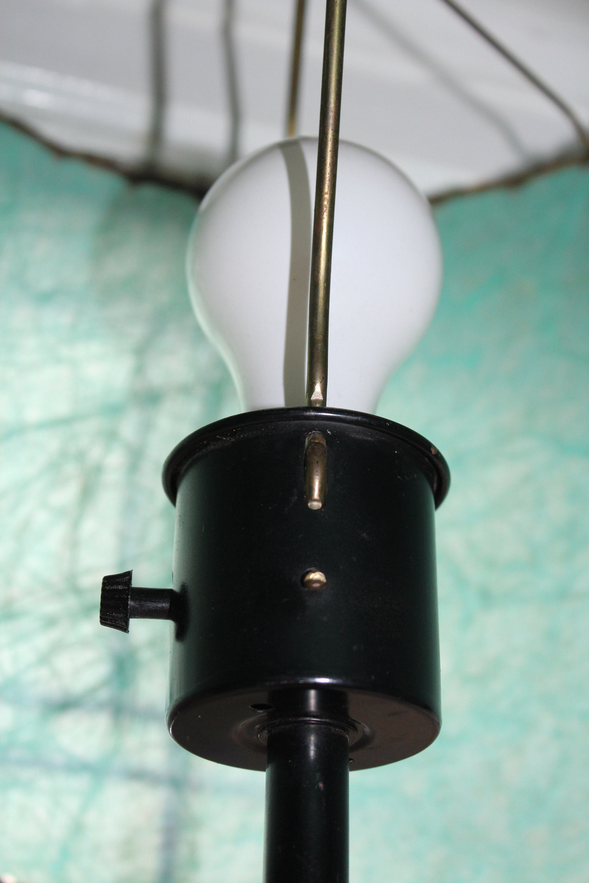 Mid Century Modern Hairpin Leg Tripod Lamp Turquoise Green