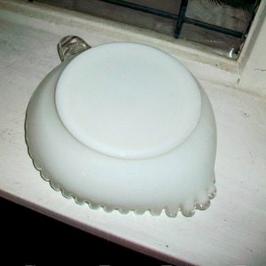 Vintage Fenton Silver Crest Heart Dish Nappy White Milk Glass image 5