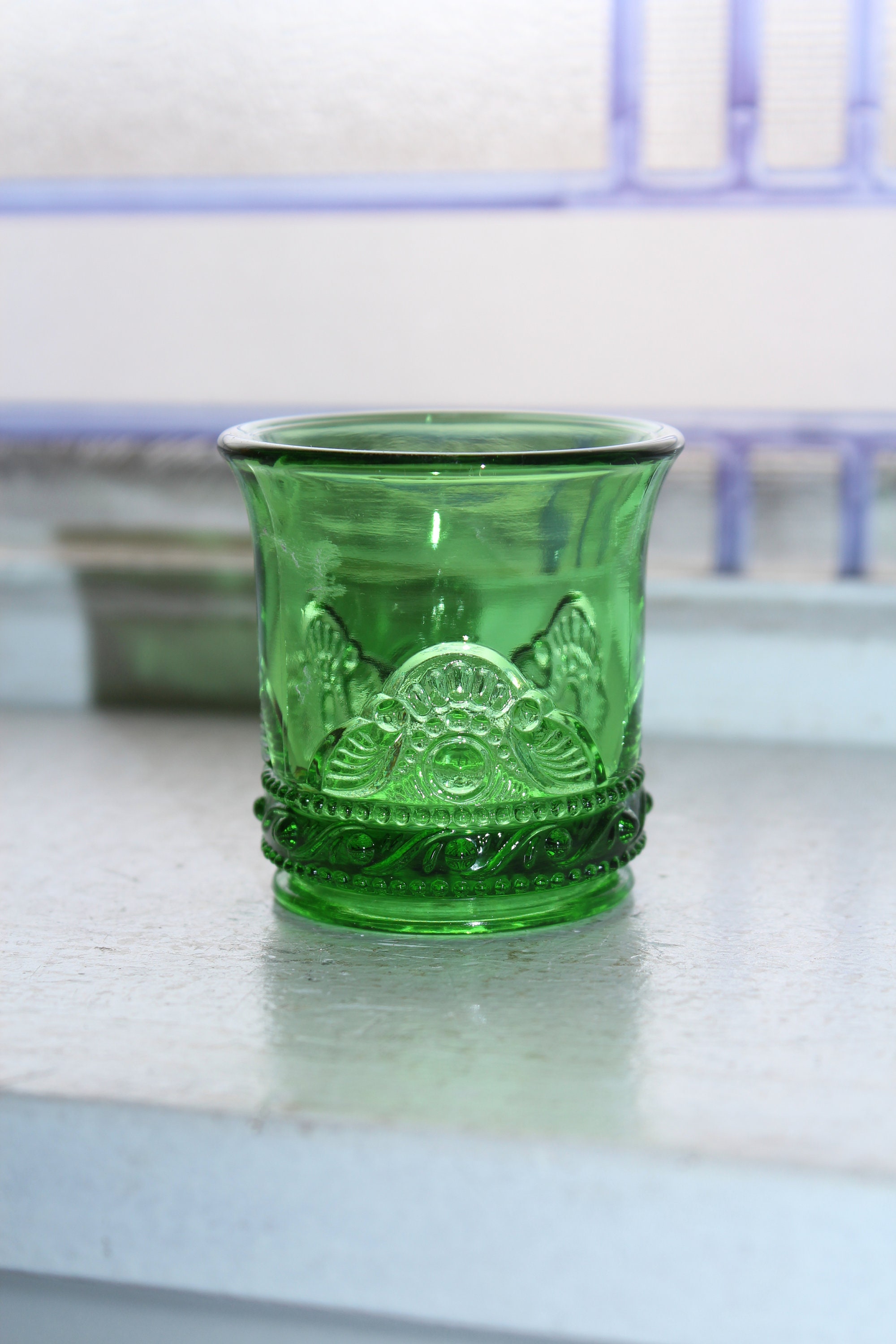 Antique Green Glass Toothpick Holder Colorado by US Glass Circa 1890s