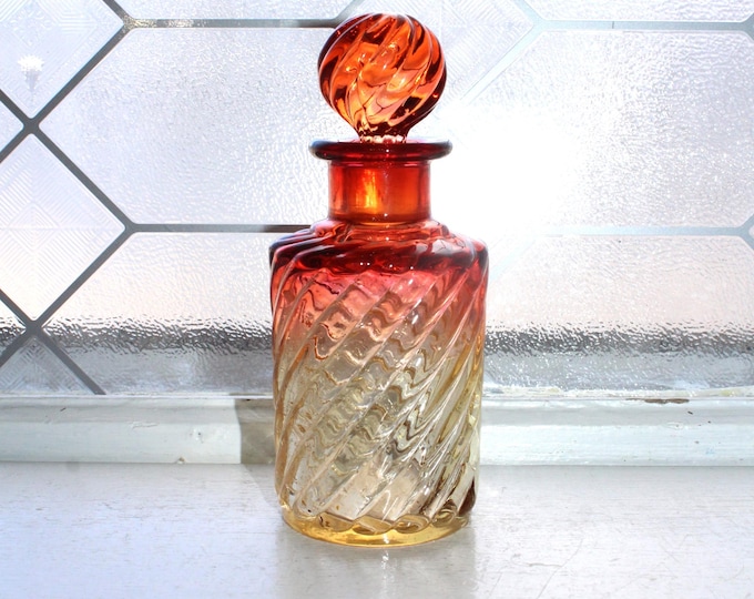 Antique Baccarat Crystal Rose Tiente French Swirl Bambous Dresser Bottle