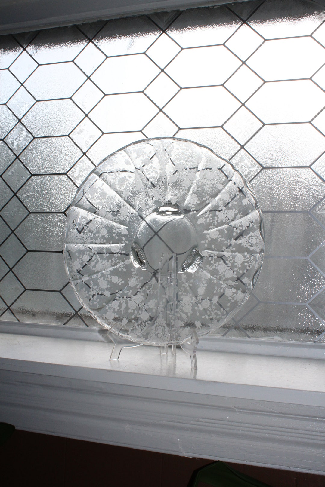 ヴィンテージ ケンブリッジ ガラス ローズ ポイント フット トルテ