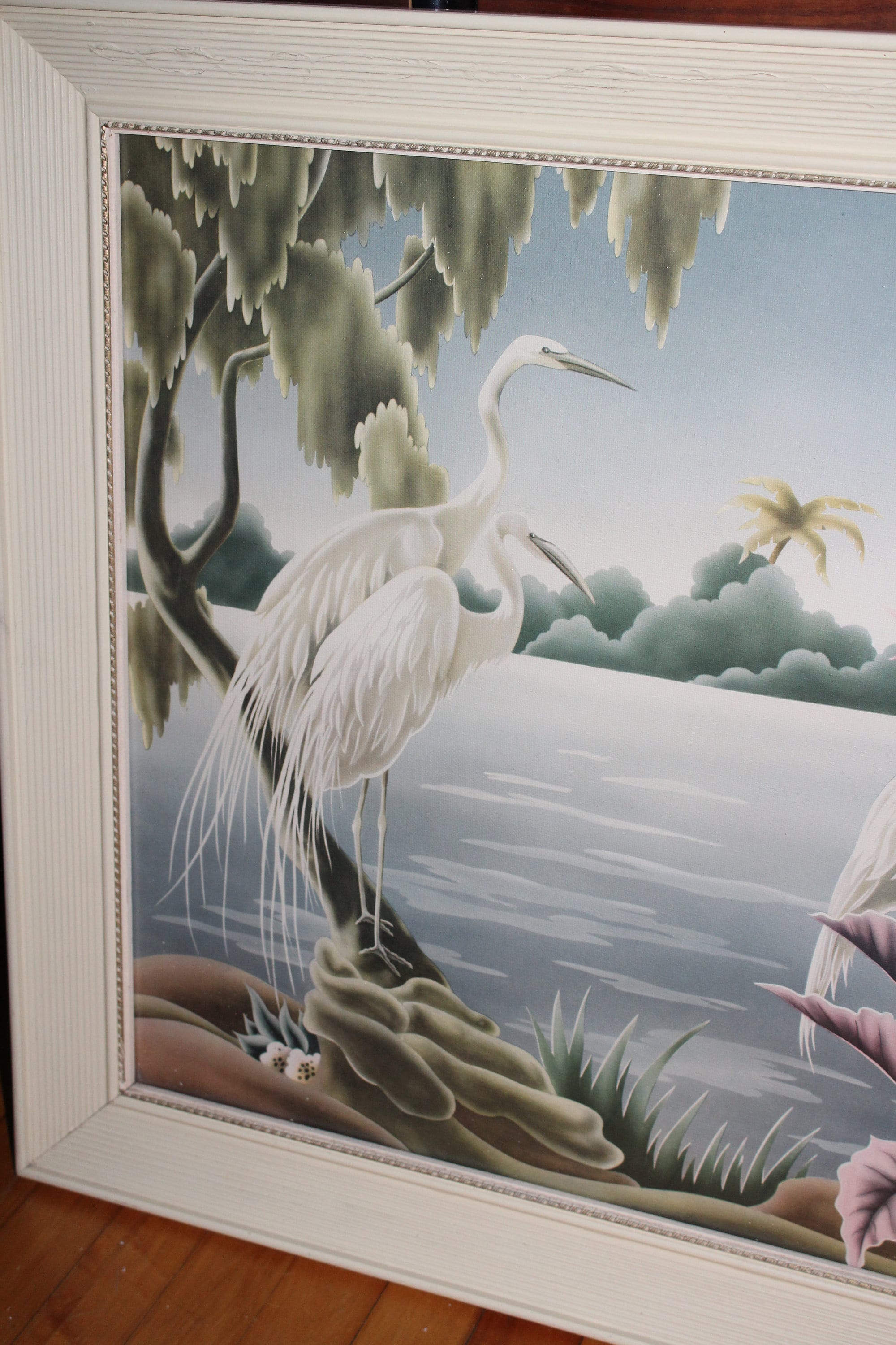 Vintage Turner Egrets Print Lithograph Framed Mid Century 1950s