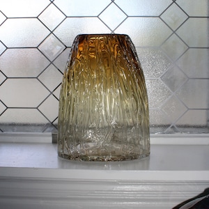 Vintage Studio Art Glass Vase Veined Brown Glass