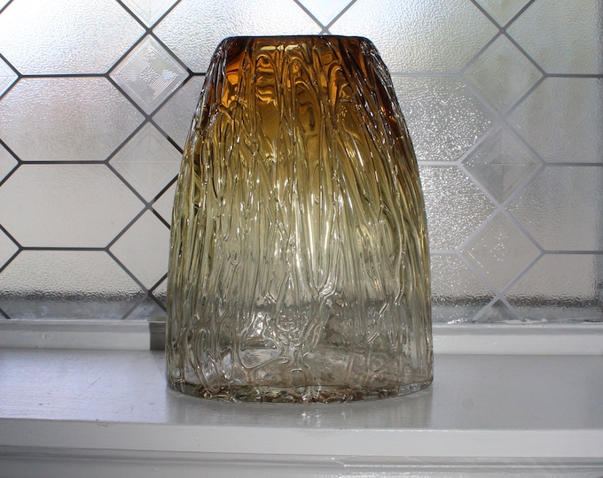 Vintage Studio Art Glass Vase Veined Brown Glass