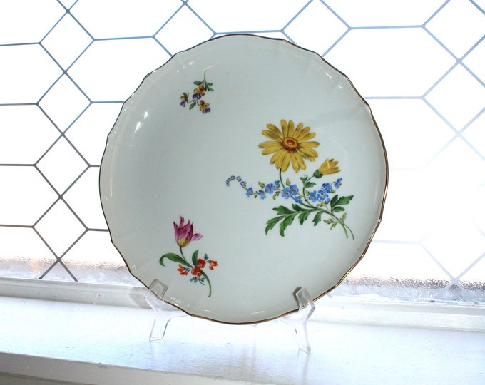 Antique Meissen Round Platter Cake Plate Floral Motif