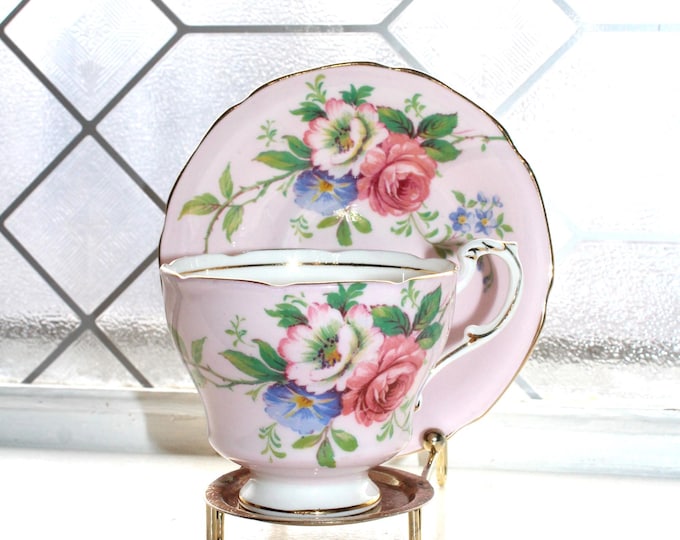 Vintage Paragon Bone China Tea Cup and Saucer Pink Floral Bouquet