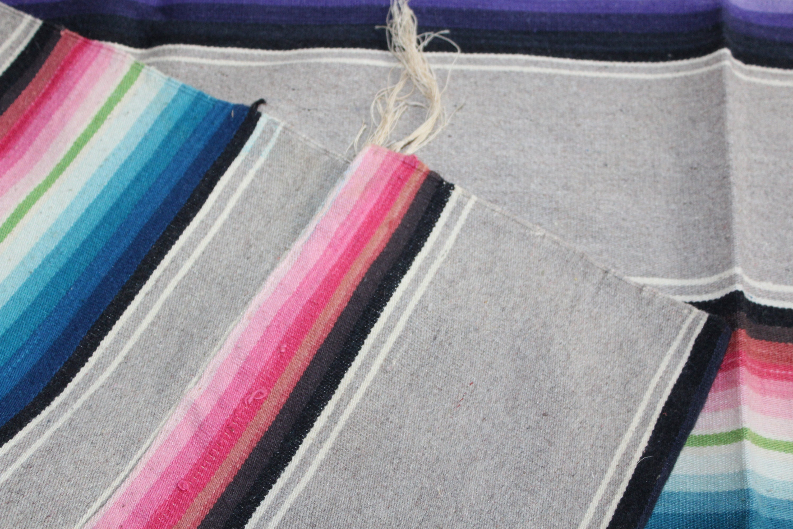 Large Vintage Mexican Wool Rug Southwestern Decor