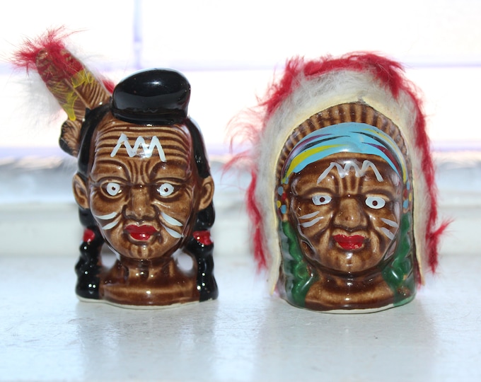 Vintage Salt and Pepper Shakers Indians 1950s