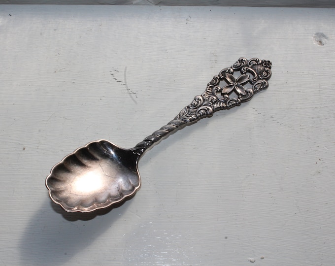Vintage TK Norwegian Silverplate Scalloped Nut Spoon