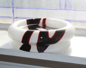 Hadeland Art Glass Bowl by Jorgen Karlsen  Vintage Norwegian Glass