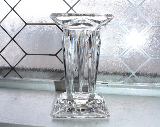 PartyLite Quad Prism Crystal Square Pedestal Pillar Candle Holder Vase