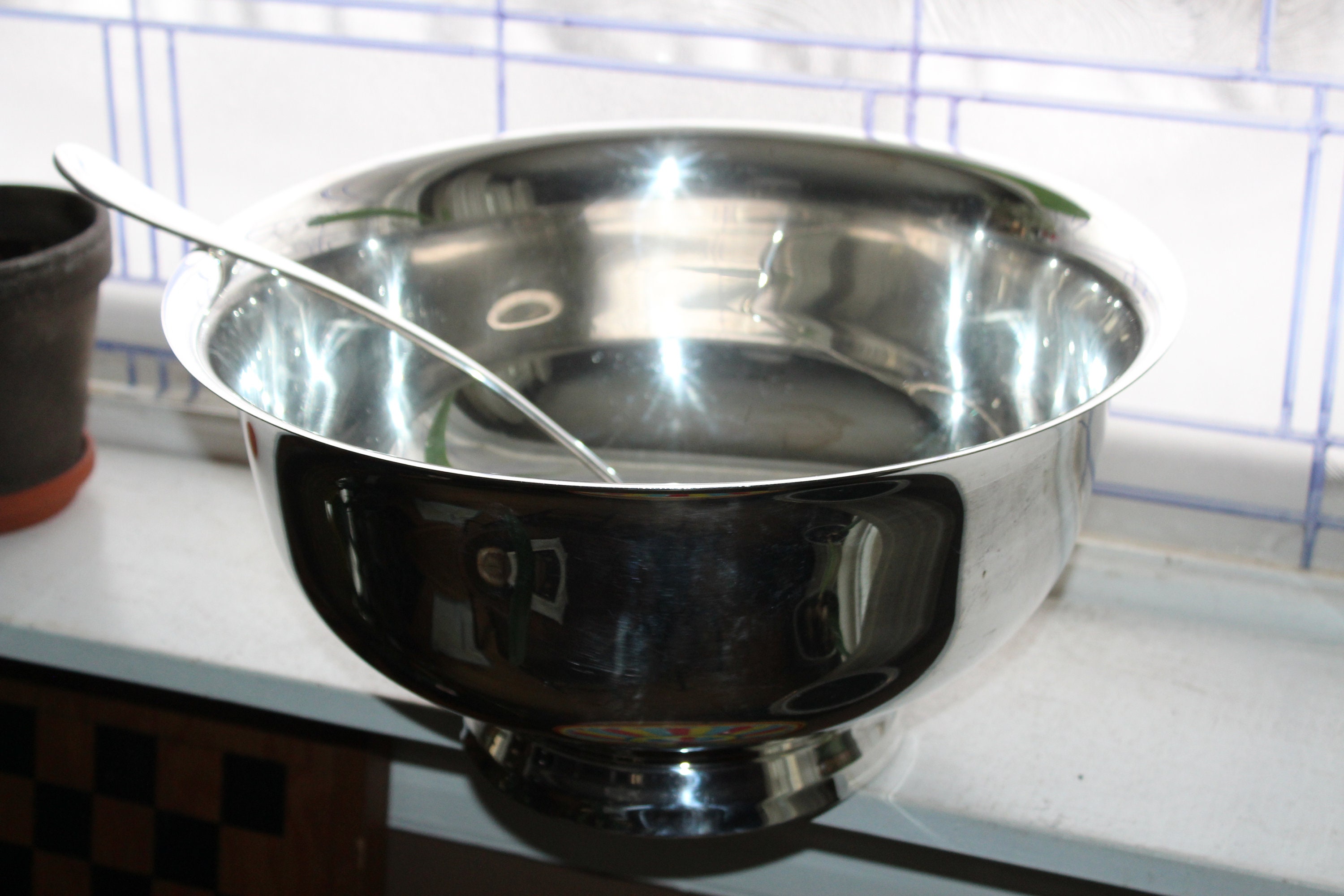 Large Vintage Silverplate Punch Bowl and Ladle by Wallace