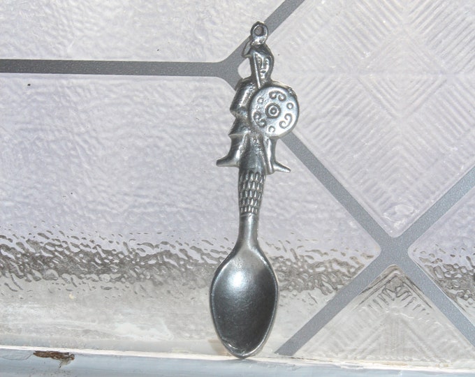Antique Pewter Knight Pendant Spoon