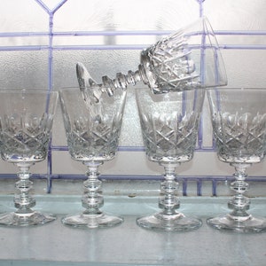 5 Elegant Vintage Crystal Wine or Water Glasses Olive & Cross by Rock Sharpe