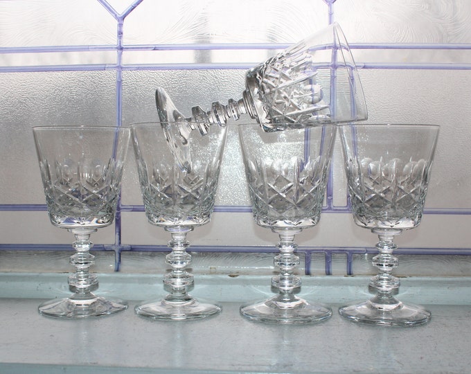 5 Elegant Vintage Crystal Wine or Water Glasses