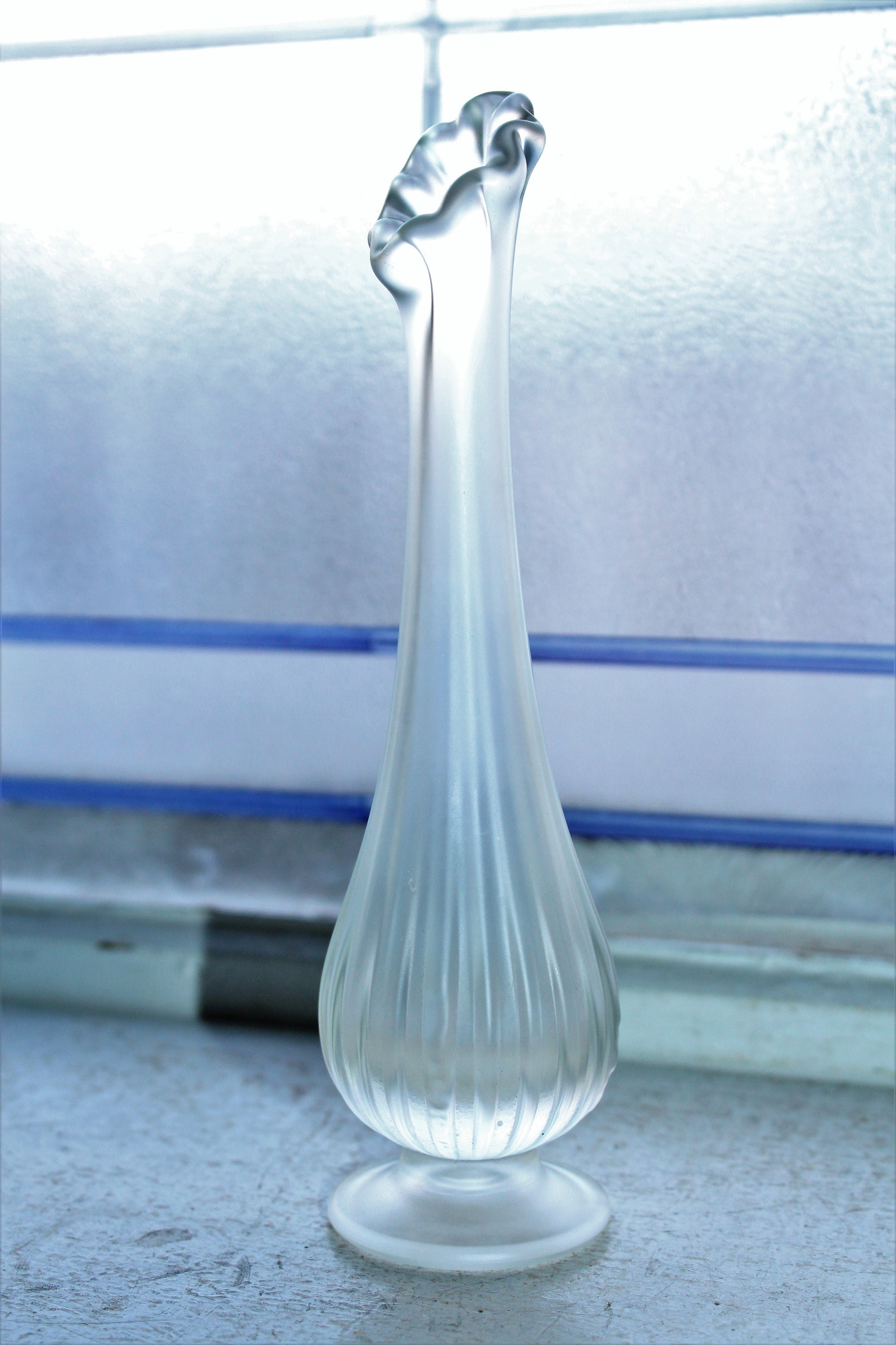 Vintage Bud Vase Delicate Satin Finish Glass