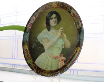 Antique Victorian Beer Tray Actress Julia Marlowe