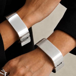 Chunky Silver Cuff Bracelet, Sculptural Statement Bracelet, Geometric Wide Cuff, Modern Jewelry, Contemporary Silver Jewelry