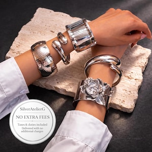 Set zilveren manchetarmbanden, verstelbare, grove armbanden, statement sieraden, minimalistische stapelarmbanden, cadeau voor haar, moderne zilveren sieraden