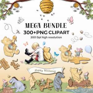 Baby Winnie the Pooh utbytbar SVG PNG-paket, Pooh Bear Clipart, Baby Shower Sublimering Tiger, Eeyore, Nasse Barn, Winnie the Pooh Png