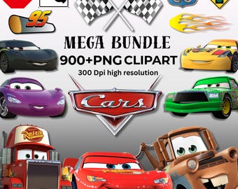 Clipart di auto, pacchetto SVG e PNG di auto, Saetta McQueen, carta digitale di auto, compleanni, magliette e altro ancora a tema aerei e auto.