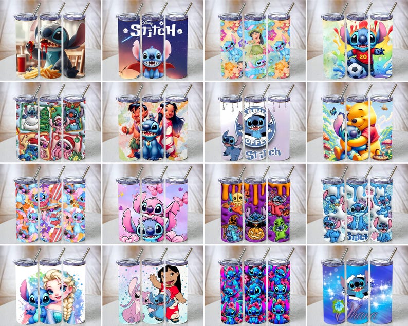 460+ Stitch Tumbler Wrap Png Bundle, 3D Inflated Stitch Tumbler Design PNG, Cute Cartoon Stitch SPng, Lilo & Stitch Sublimation image 3
