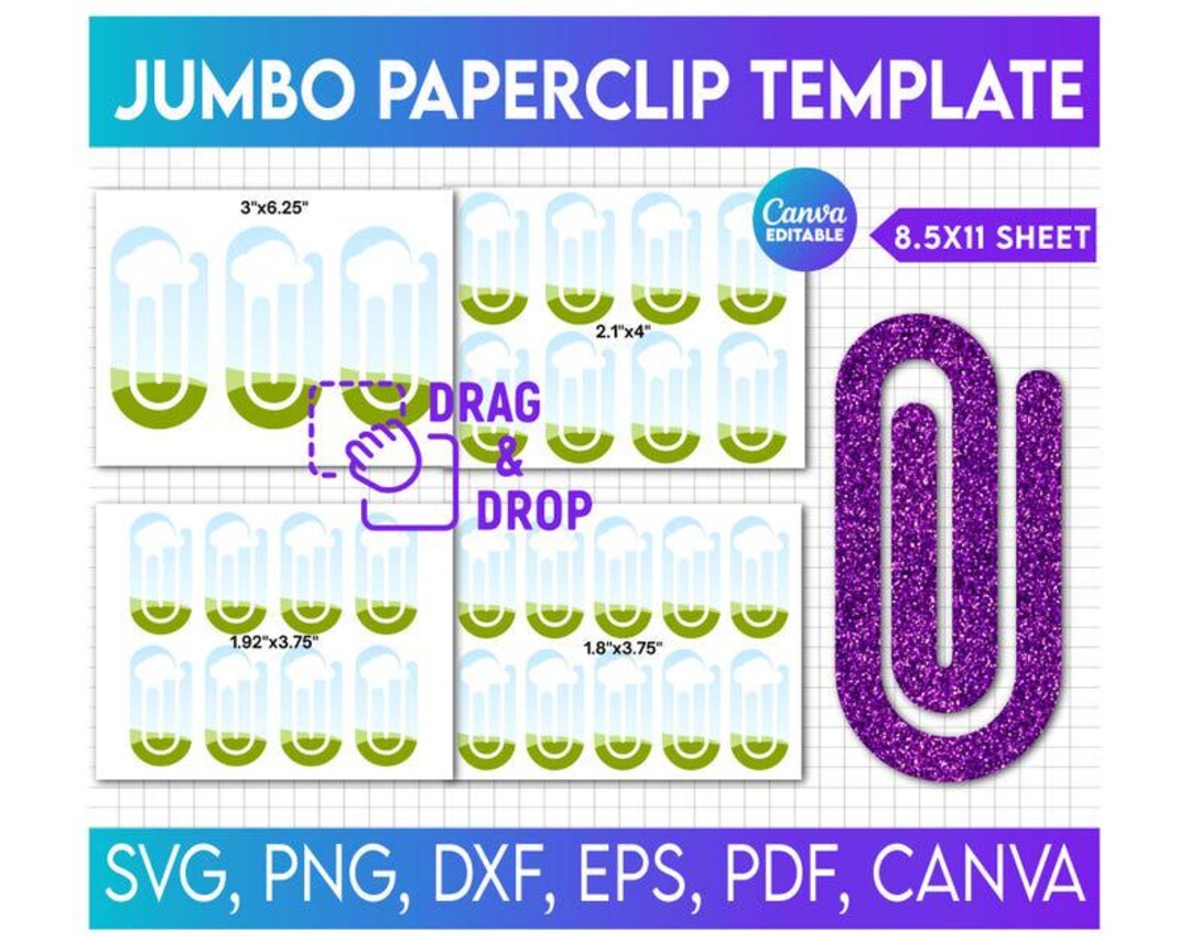 Paperclip Forms Jumbo Paperclip Template SVG | Canva Editable Paper Clip Design | Drag ...