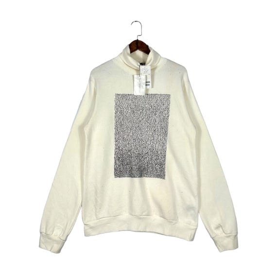 Raf Simons, Vintage Raf Simons AW 2003-2004 “Closer” Graphic Mockneck Sweatshirt Off-White Size 48 Medium Rare Archival Designer Sweater