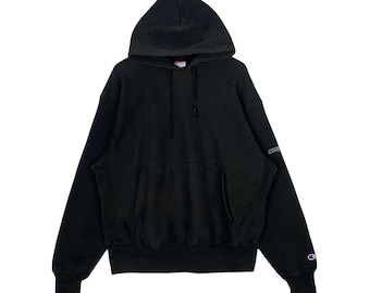Bluza z kapturem Vintage Hollow Man z 2000 roku, promocyjna, Champion, tkana od tyłu, czarna, rozmiar L, ciężka, oversize'owa, z nadrukiem Y2K, horror, science fiction, ekipa filmowa