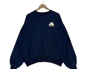 Vintage 90s Nova Scotia Schooner Embroidered Sweatshirt XL Navy Blue Crewneck Made in Canada Oversized Streetwear