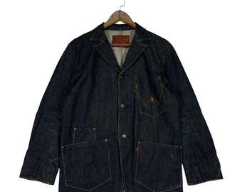 Vintage Edwin E-Function Denim Chore Jacket | Indigo Blue 3D Cut Workwear Blazer | Size L | Made in Taiwan Japanese Brand