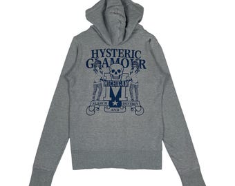 Vintage Hysteric Glamour Zip Up Hoodie – Gray Back Print, Made in Japan
