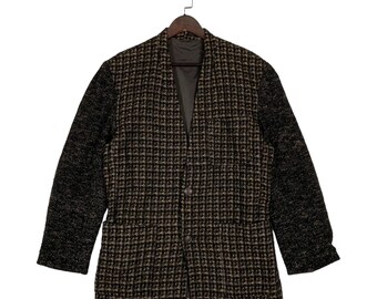 Archival Issey Miyake Männer Strukturjacke | 80er Jahre Gitter Webwolle | Vintage Japanische Avantgarde Runway Jacke | Hergestellt in Japan | Größe Medium
